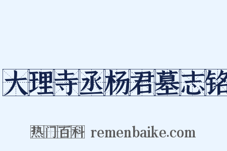 大理寺丞杨君墓志铭是什么意思的图片